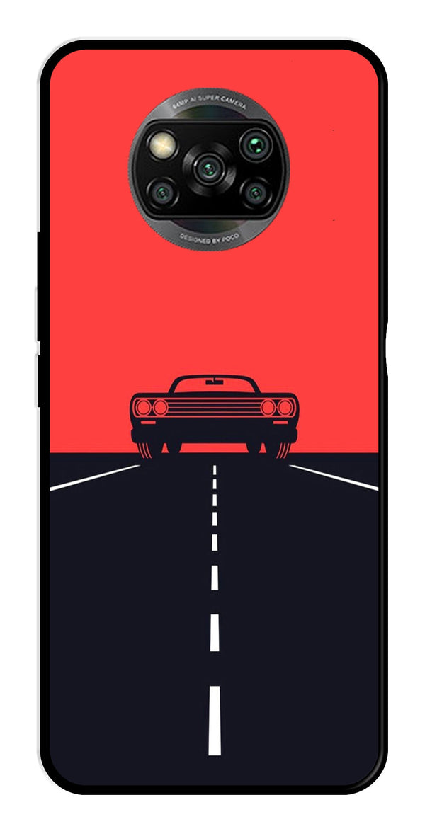 Car Lover Metal Mobile Case for Poco X3 Pro   (Design No -21)