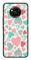 Hearts Pattern Metal Mobile Case for Poco X3   (Design No -22)