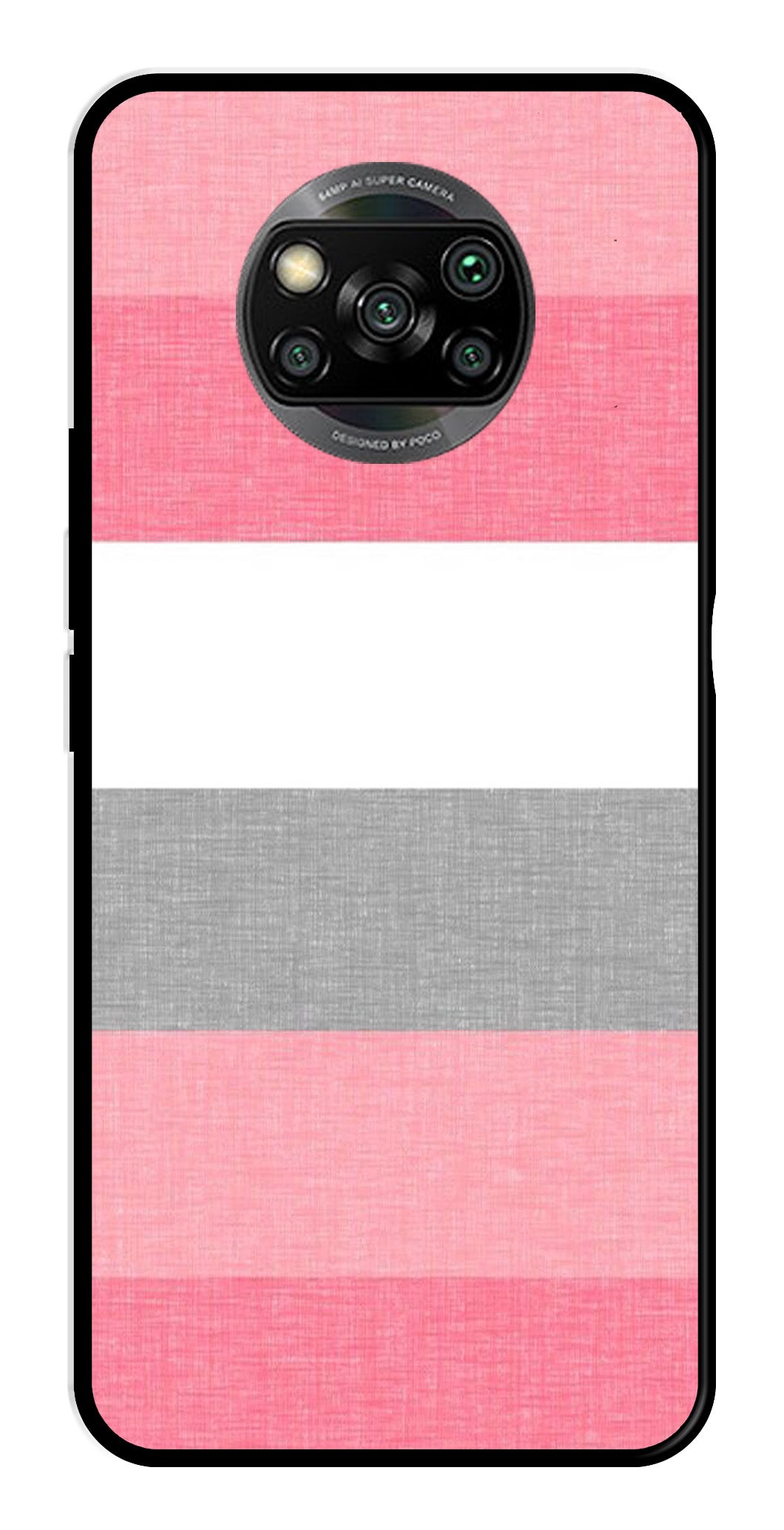 Pink Pattern Metal Mobile Case for Poco X3   (Design No -23)