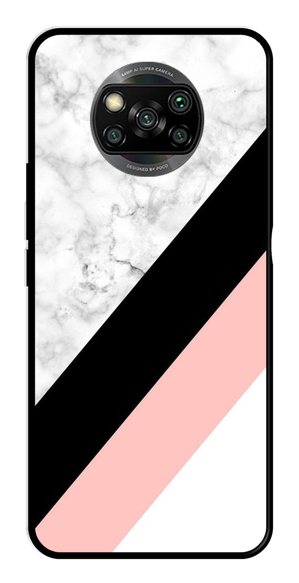 Marble Design Metal Mobile Case for Poco X3 Pro   (Design No -24)