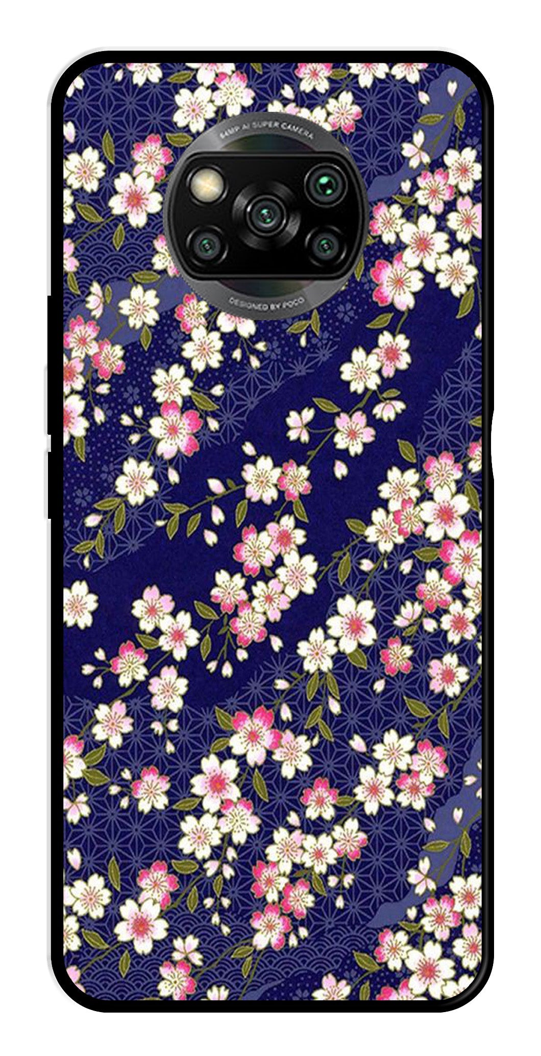 Flower Design Metal Mobile Case for Poco X3   (Design No -25)