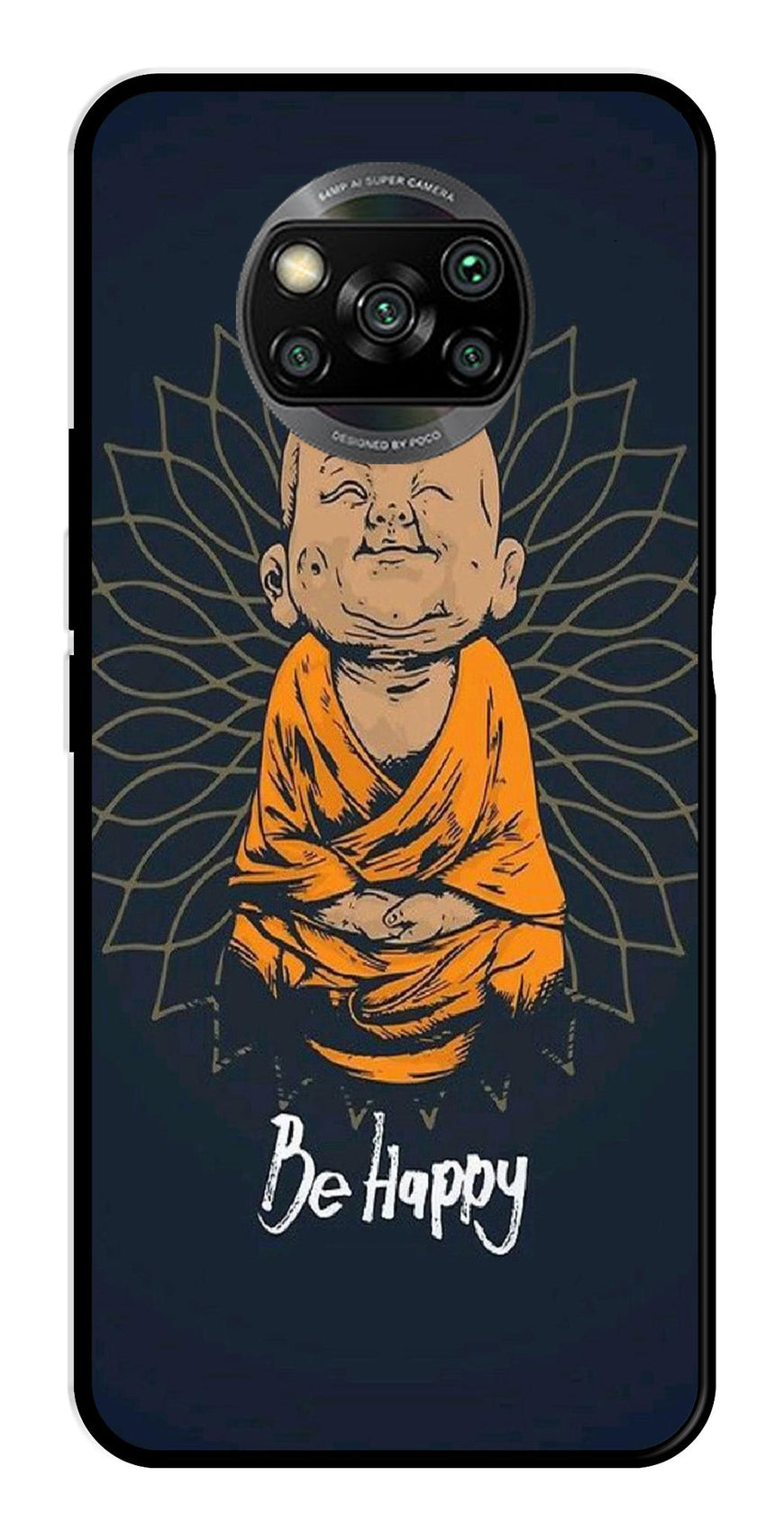 Be Happy Metal Mobile Case for Poco X3 Pro   (Design No -27)