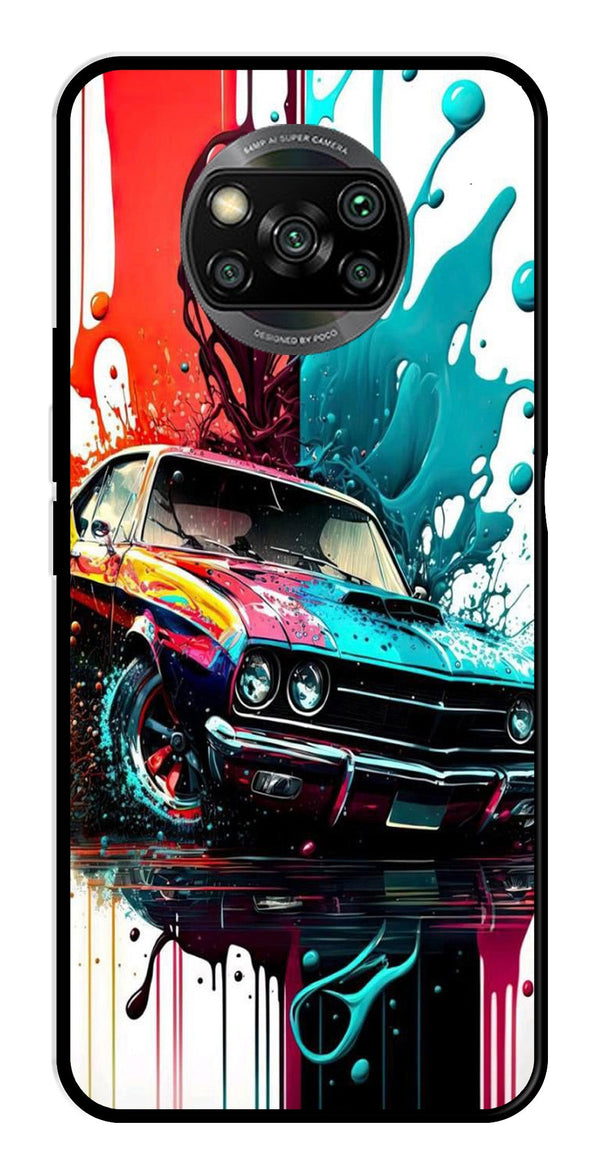 Vintage Car Metal Mobile Case for Poco X3 Pro   (Design No -29)