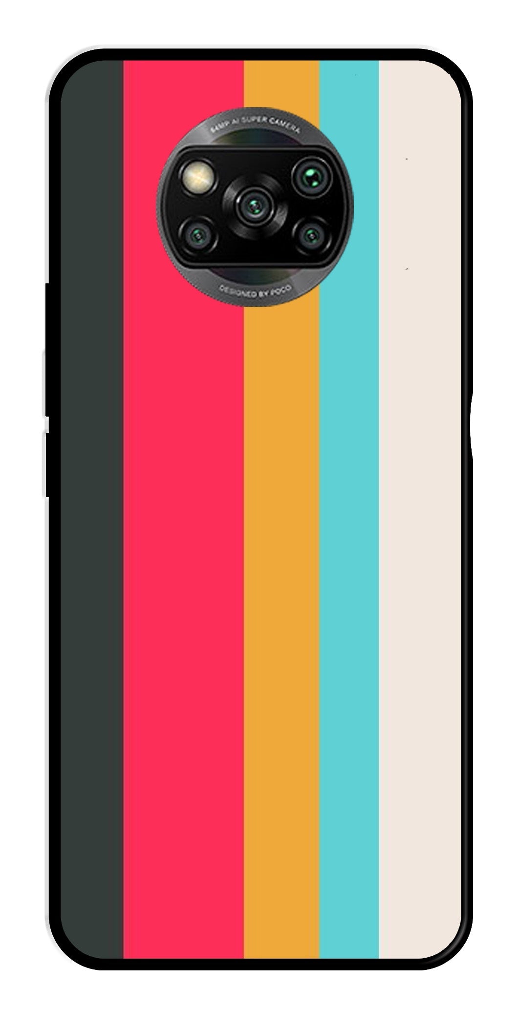 Muted Rainbow Metal Mobile Case for Poco X3   (Design No -31)