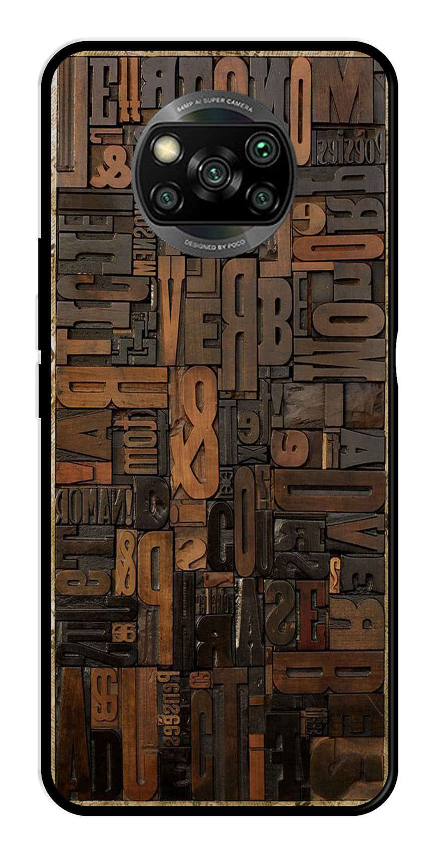 Alphabets Metal Mobile Case for Poco X3   (Design No -32)