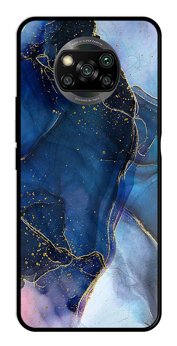 Blue Marble Metal Mobile Case for Poco X3 Pro   (Design No -34)