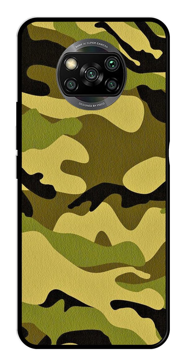 Army Pattern Metal Mobile Case for Poco X3 Pro   (Design No -35)