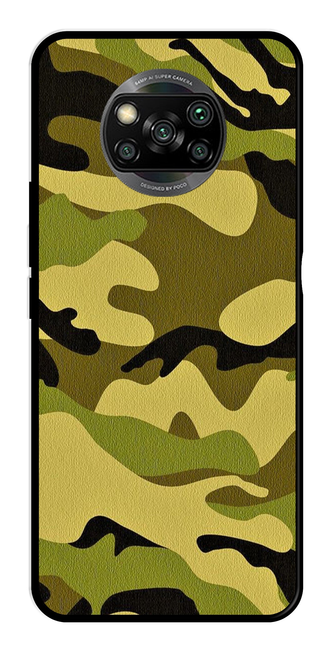 Army Pattern Metal Mobile Case for Poco X3   (Design No -35)