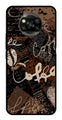 Coffee Pattern Metal Mobile Case for Poco X3   (Design No -37)