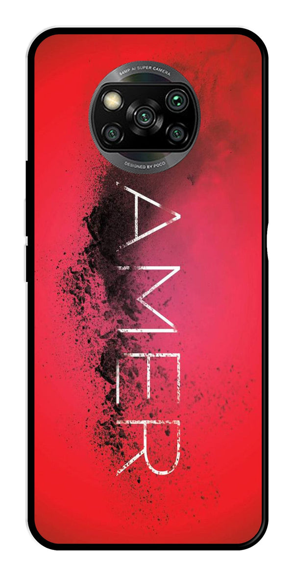 Gamer Pattern Metal Mobile Case for Poco X3   (Design No -41)