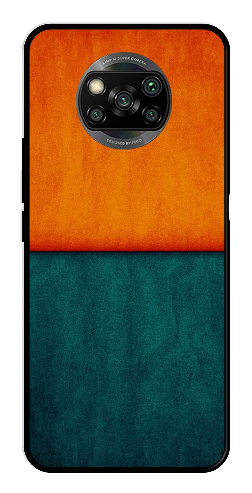 Orange Green Pattern Metal Mobile Case for Poco X3   (Design No -45)