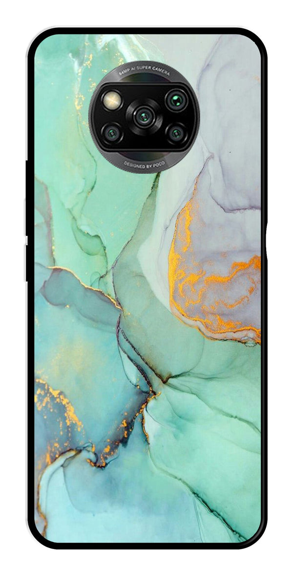 Marble Design Metal Mobile Case for Poco X3 Pro   (Design No -46)