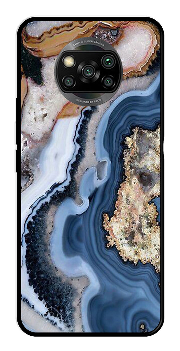 Marble Design Metal Mobile Case for Poco X3 Pro   (Design No -53)