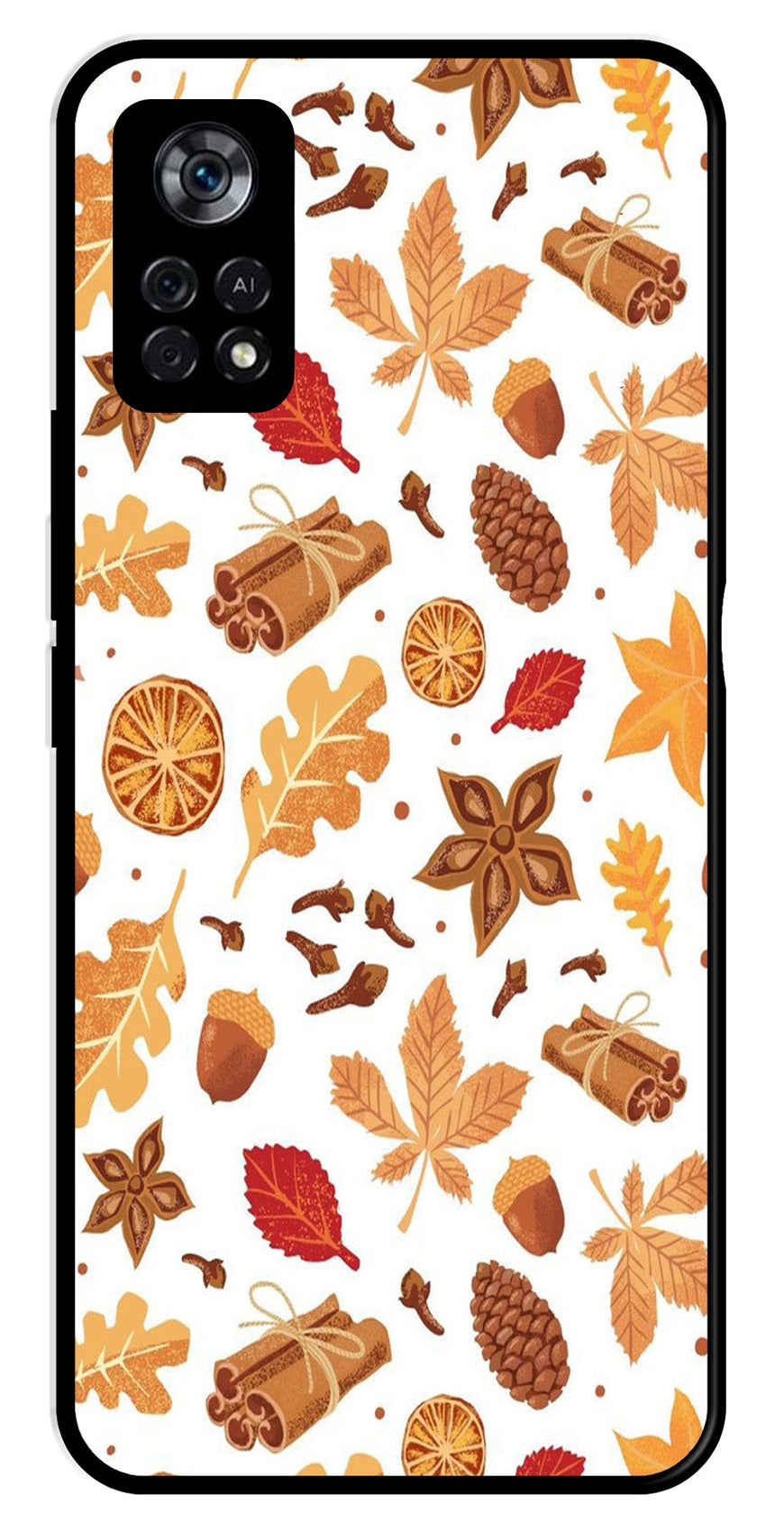 Autumn Leaf Metal Mobile Case for Poco X4 Pro   (Design No -19)
