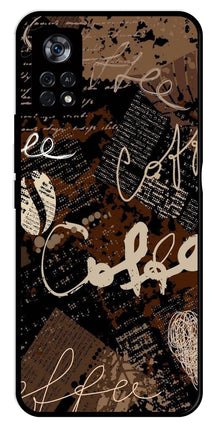 Coffee Pattern Metal Mobile Case for Poco X4 Pro