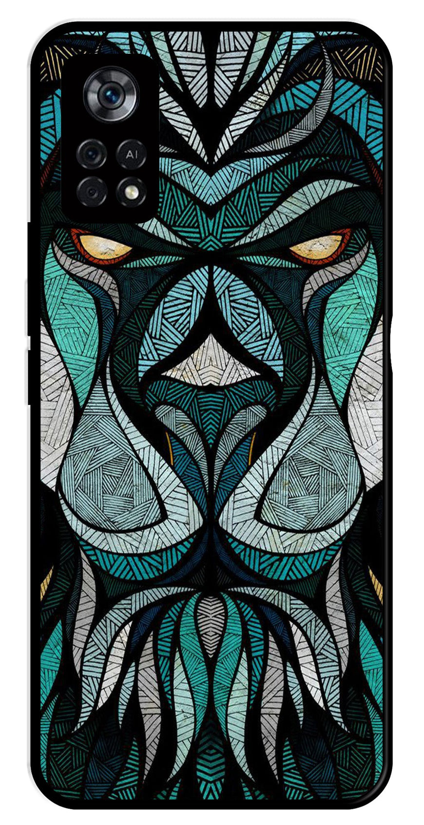 Lion Pattern Metal Mobile Case for Poco X4 Pro   (Design No -40)