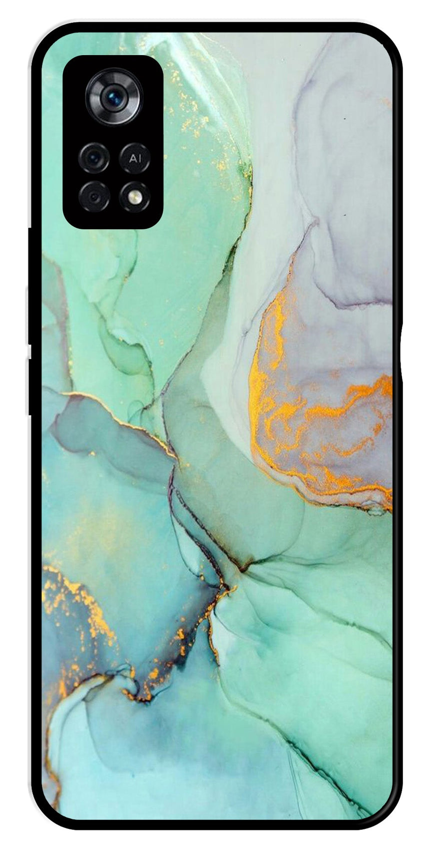 Marble Design Metal Mobile Case for Poco X4 Pro   (Design No -46)