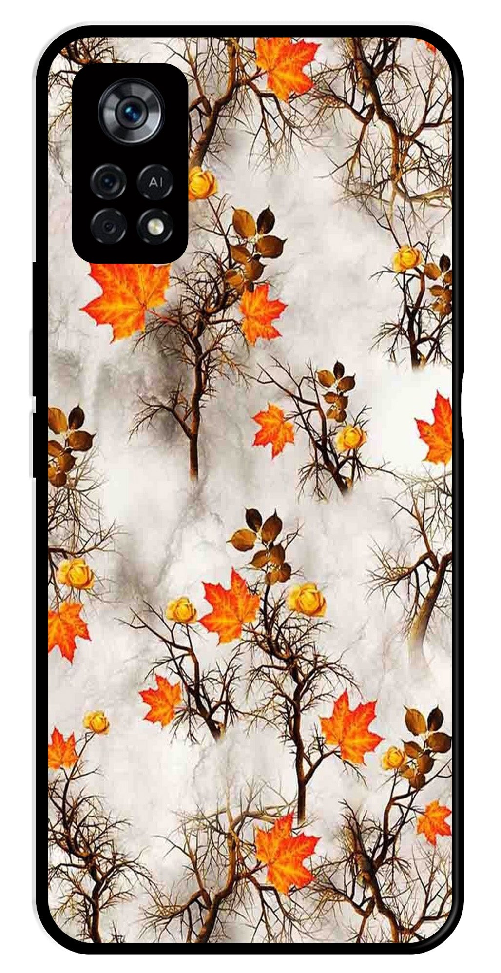 Autumn leaves Metal Mobile Case for Poco X4 Pro   (Design No -55)
