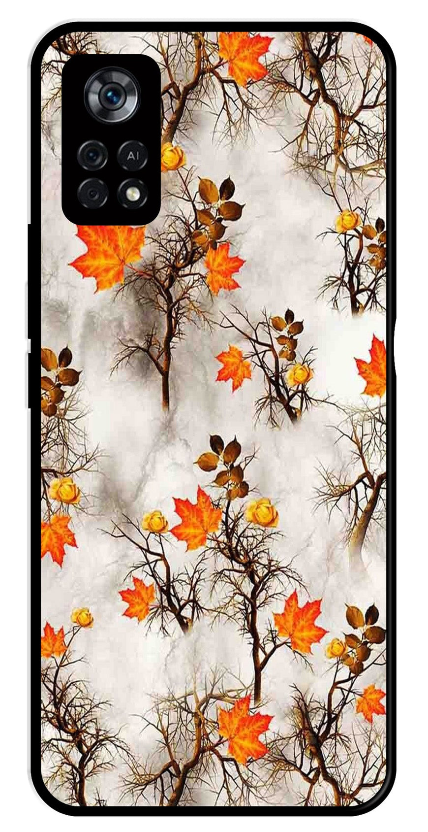 Autumn leaves Metal Mobile Case for Poco X4 Pro   (Design No -55)