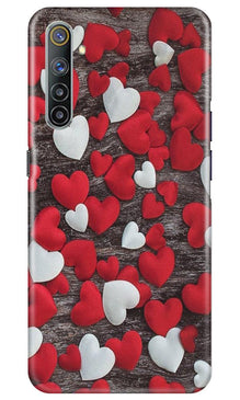Red White Hearts Mobile Back Case for Realme 6  (Design - 105)