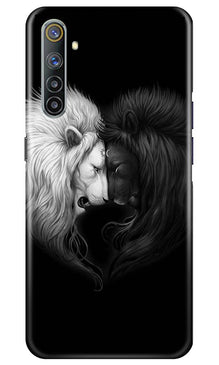 Dark White Lion Mobile Back Case for Realme 6  (Design - 140)