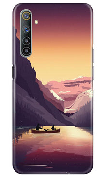 Mountains Boat Mobile Back Case for Realme 6 (Design - 181)