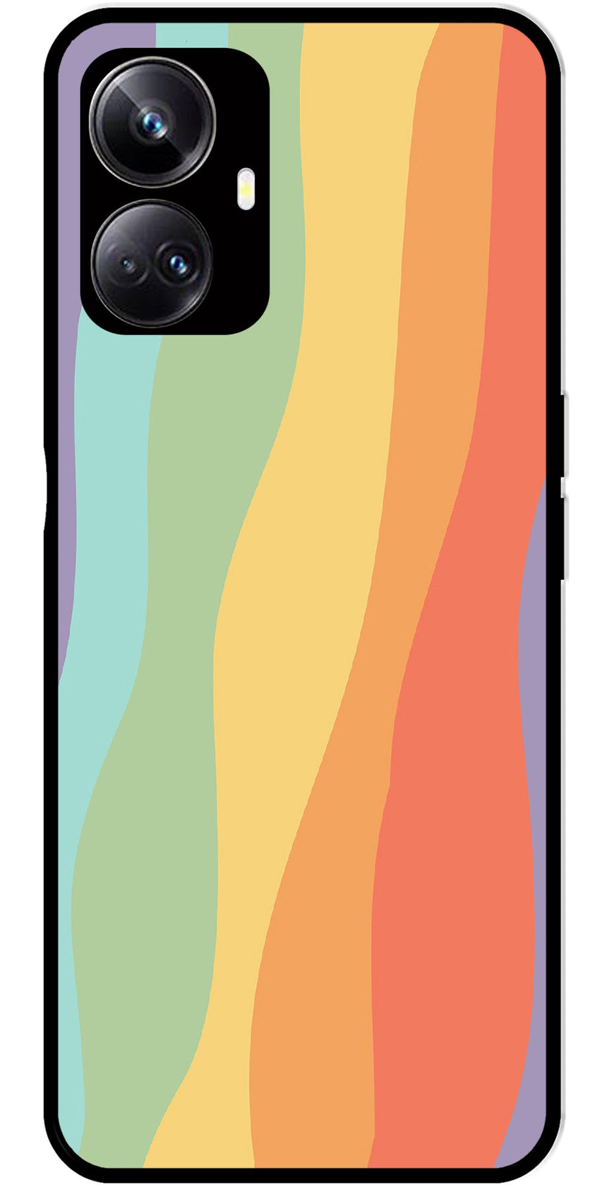 Muted Rainbow Metal Mobile Case for Realme 10 Pro Plus 5G  (Design No -02)