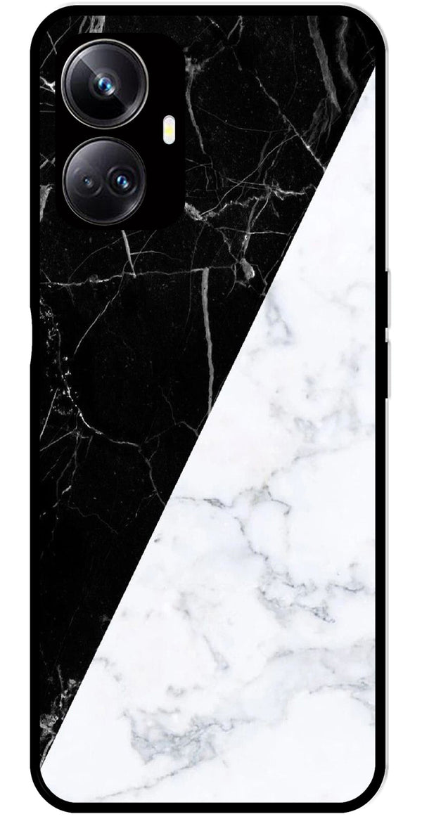 Black White Marble Design Metal Mobile Case for Realme 10 Pro Plus 5G  (Design No -09)