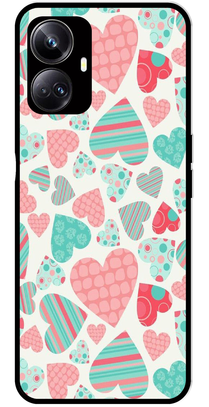 Hearts Pattern Metal Mobile Case for Realme 10 Pro Plus 5G  (Design No -22)
