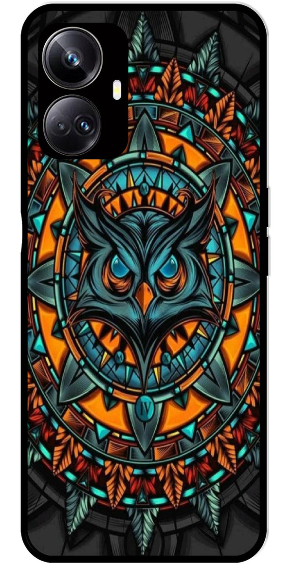 Owl Pattern Metal Mobile Case for Realme 10 Pro Plus 5G  (Design No -42)