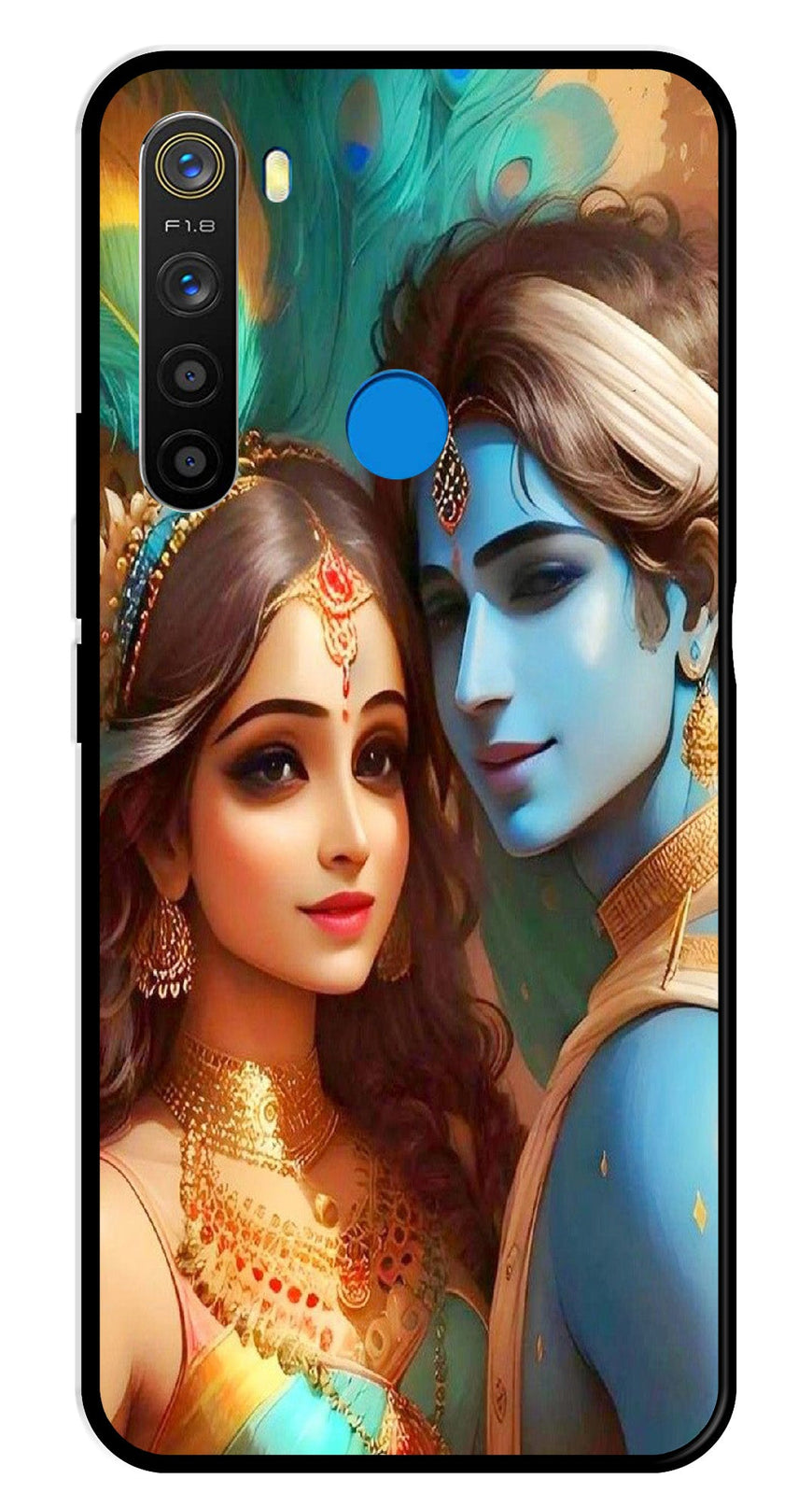 Lord Radha Krishna Metal Mobile Case for Realme 5  (Design No -01)