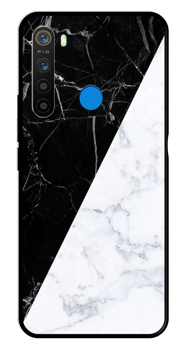 Black White Marble Design Metal Mobile Case for Realme 5  (Design No -09)