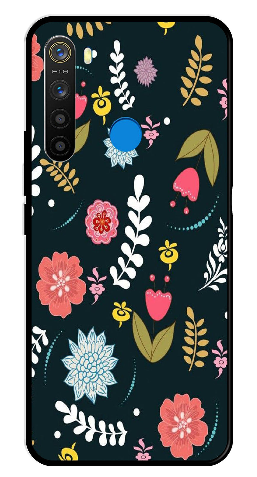 Floral Pattern2 Metal Mobile Case for Realme 5  (Design No -12)