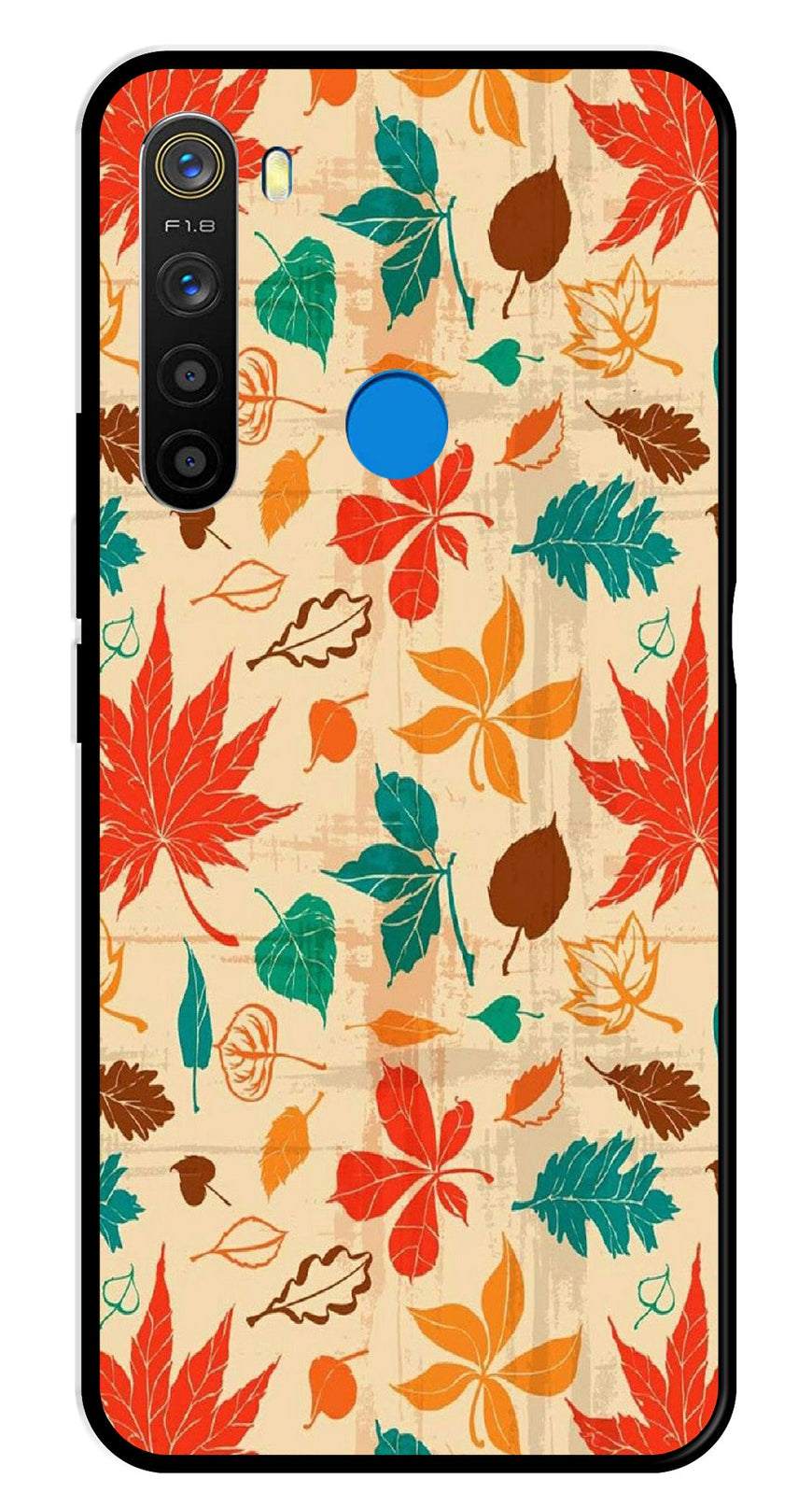 Leafs Design Metal Mobile Case for Realme 5  (Design No -14)