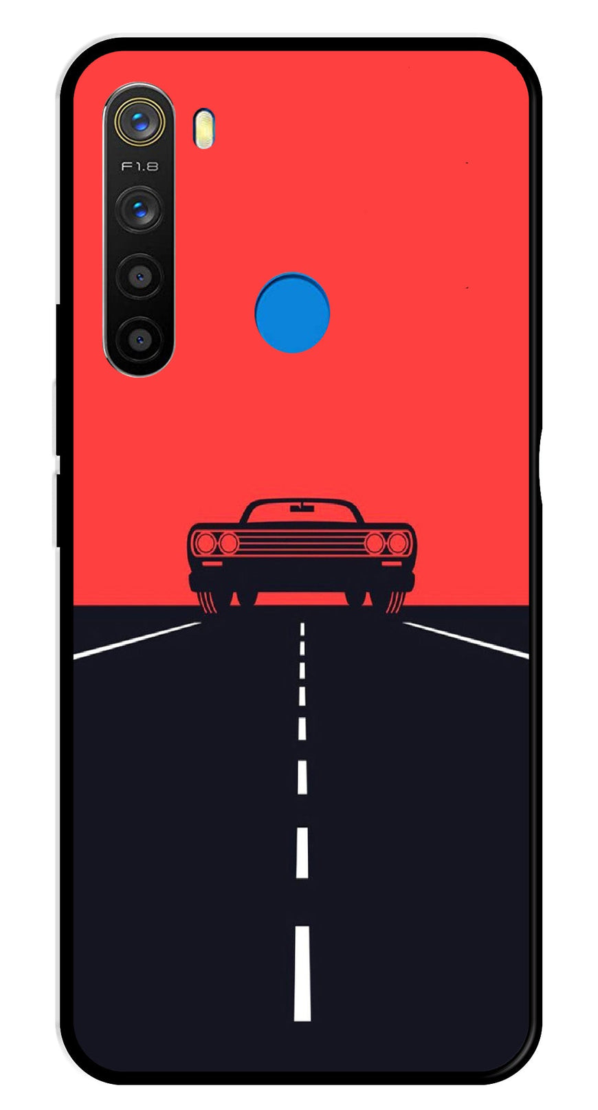 Car Lover Metal Mobile Case for Realme 5  (Design No -21)