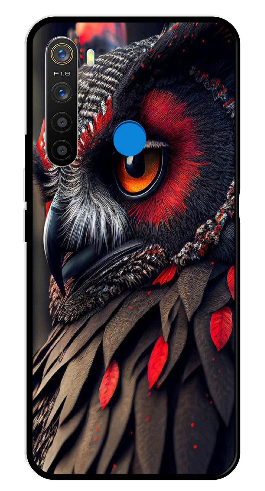 Owl Design Metal Mobile Case for Realme 5  (Design No -26)