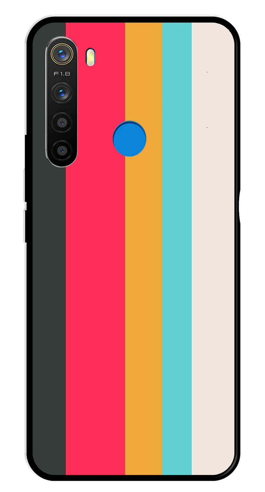 Muted Rainbow Metal Mobile Case for Realme 5  (Design No -31)