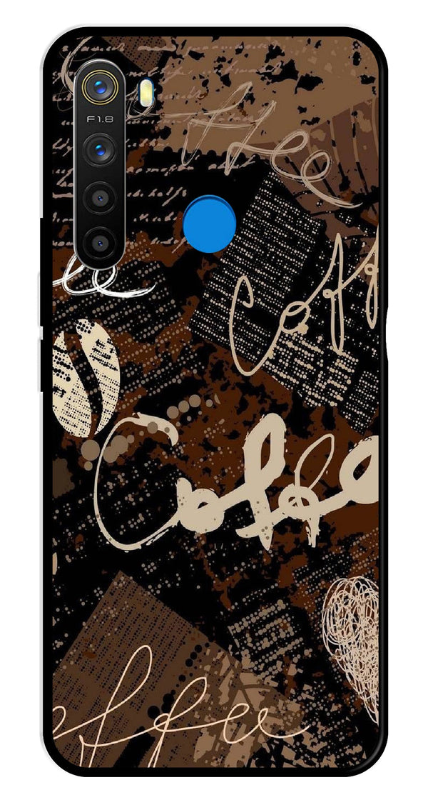 Coffee Pattern Metal Mobile Case for Realme 5  (Design No -37)