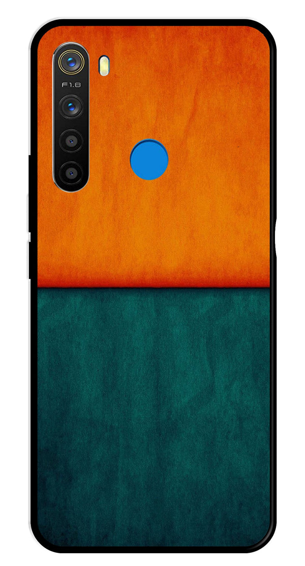 Orange Green Pattern Metal Mobile Case for Realme 5  (Design No -45)