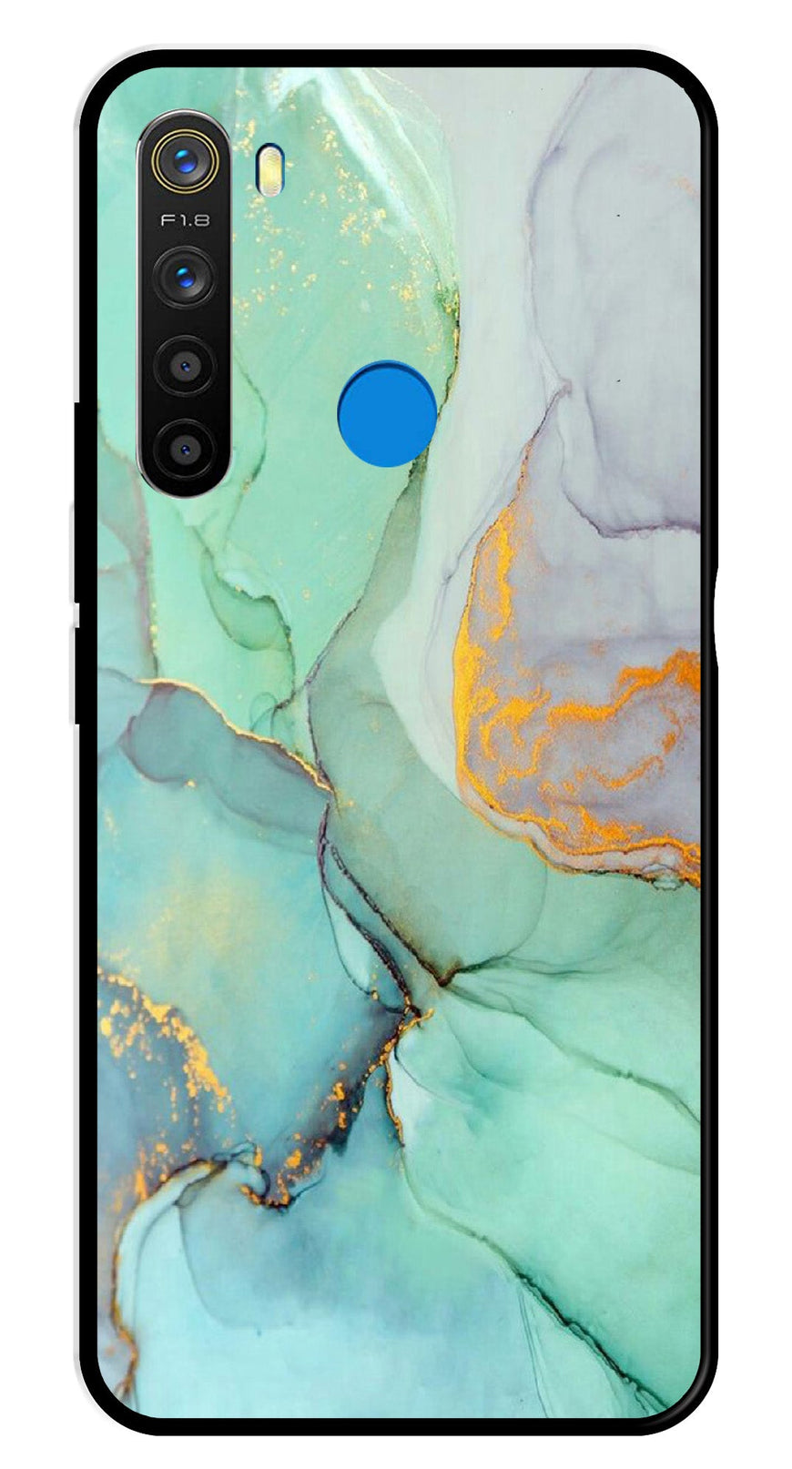 Marble Design Metal Mobile Case for Realme 5  (Design No -46)