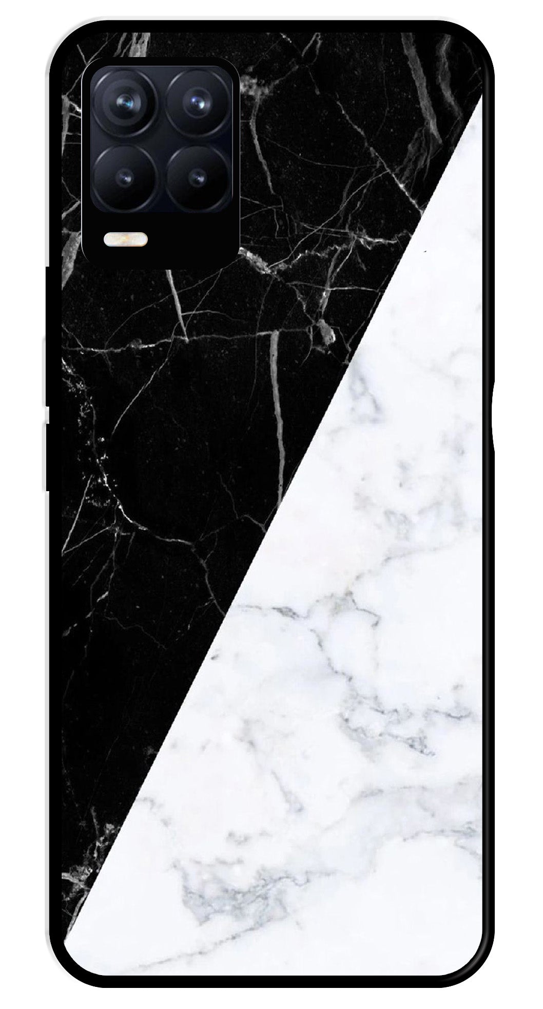Black White Marble Design Metal Mobile Case for Realme 8 Pro  (Design No -09)
