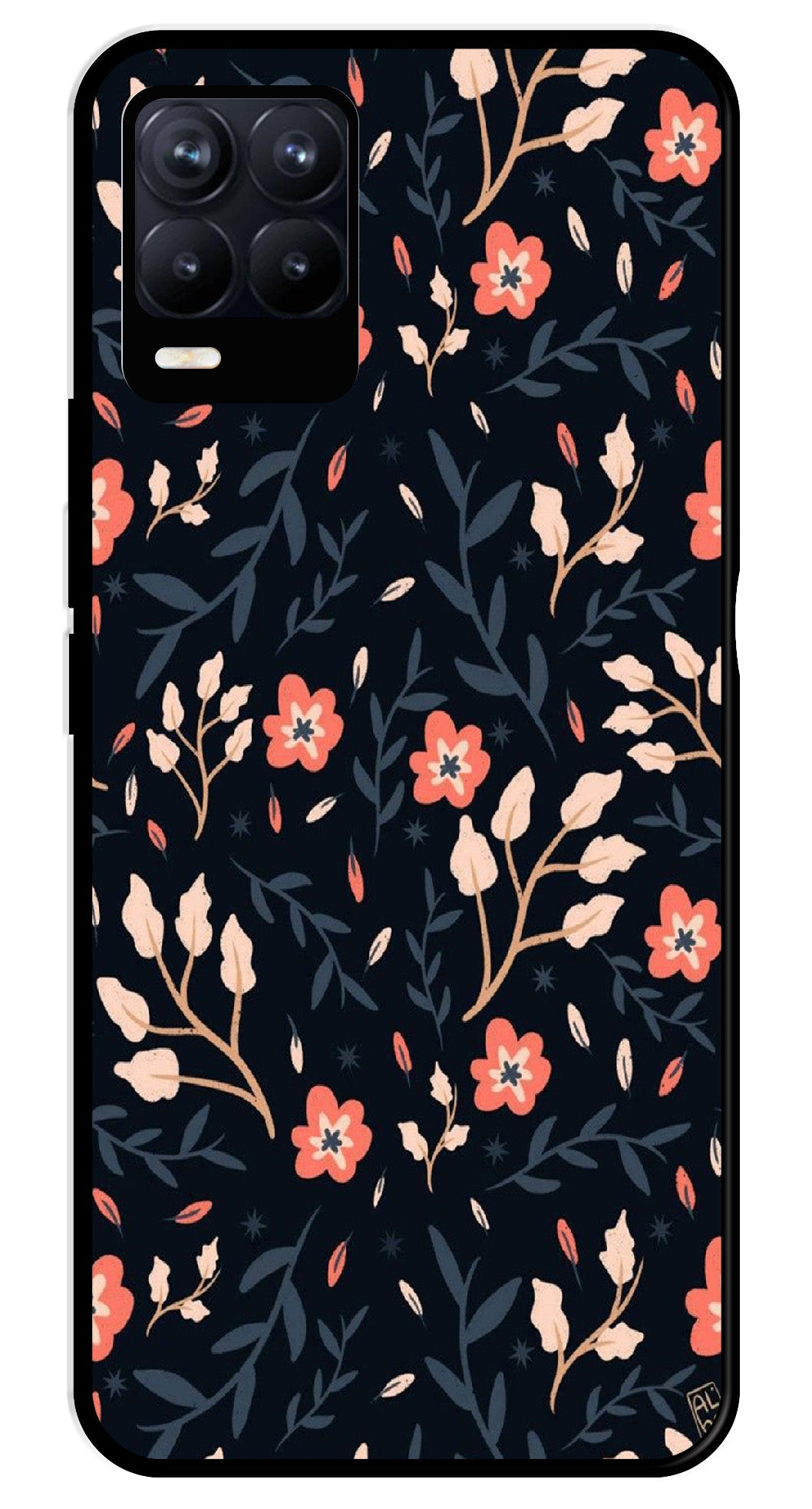 Floral Pattern Metal Mobile Case for Realme 8 Pro  (Design No -10)