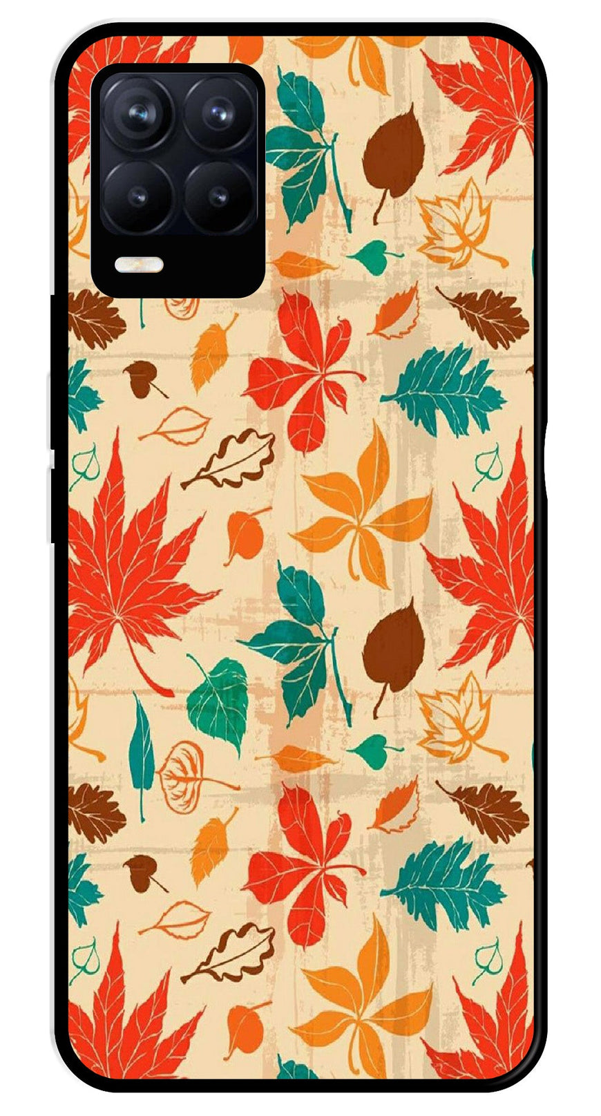 Leafs Design Metal Mobile Case for Realme 8 Pro  (Design No -14)