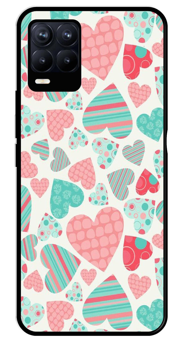Hearts Pattern Metal Mobile Case for Realme 8 Pro  (Design No -22)