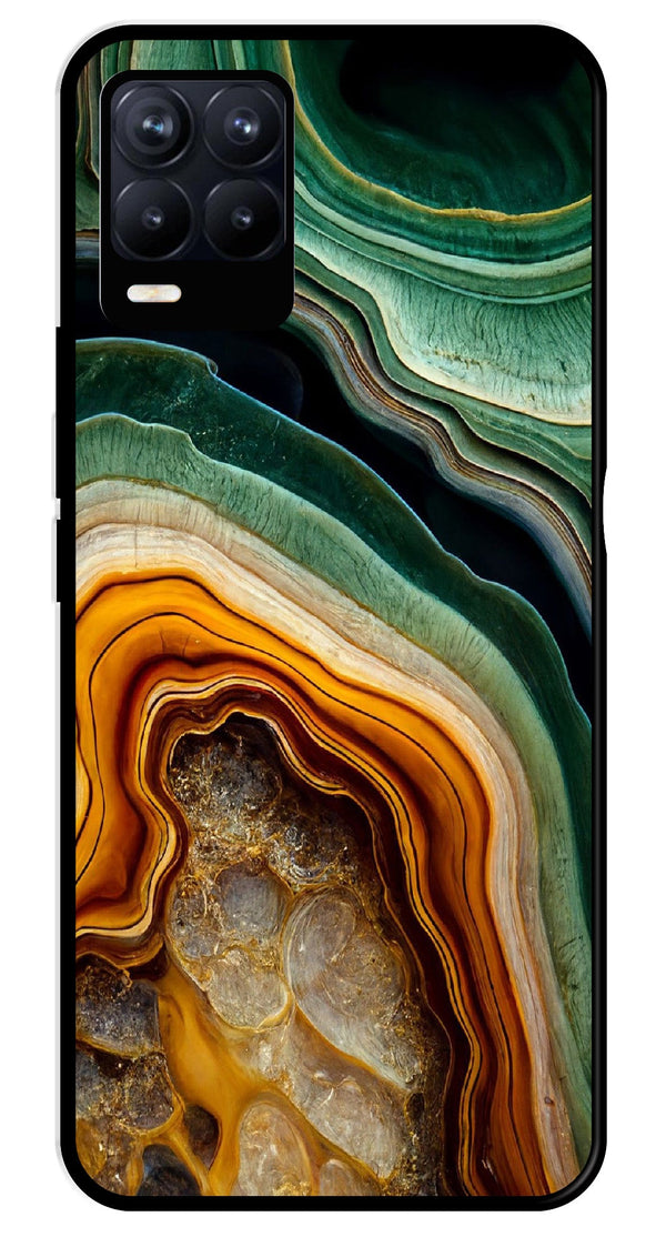 Marble Design Metal Mobile Case for Realme 8 Pro  (Design No -28)