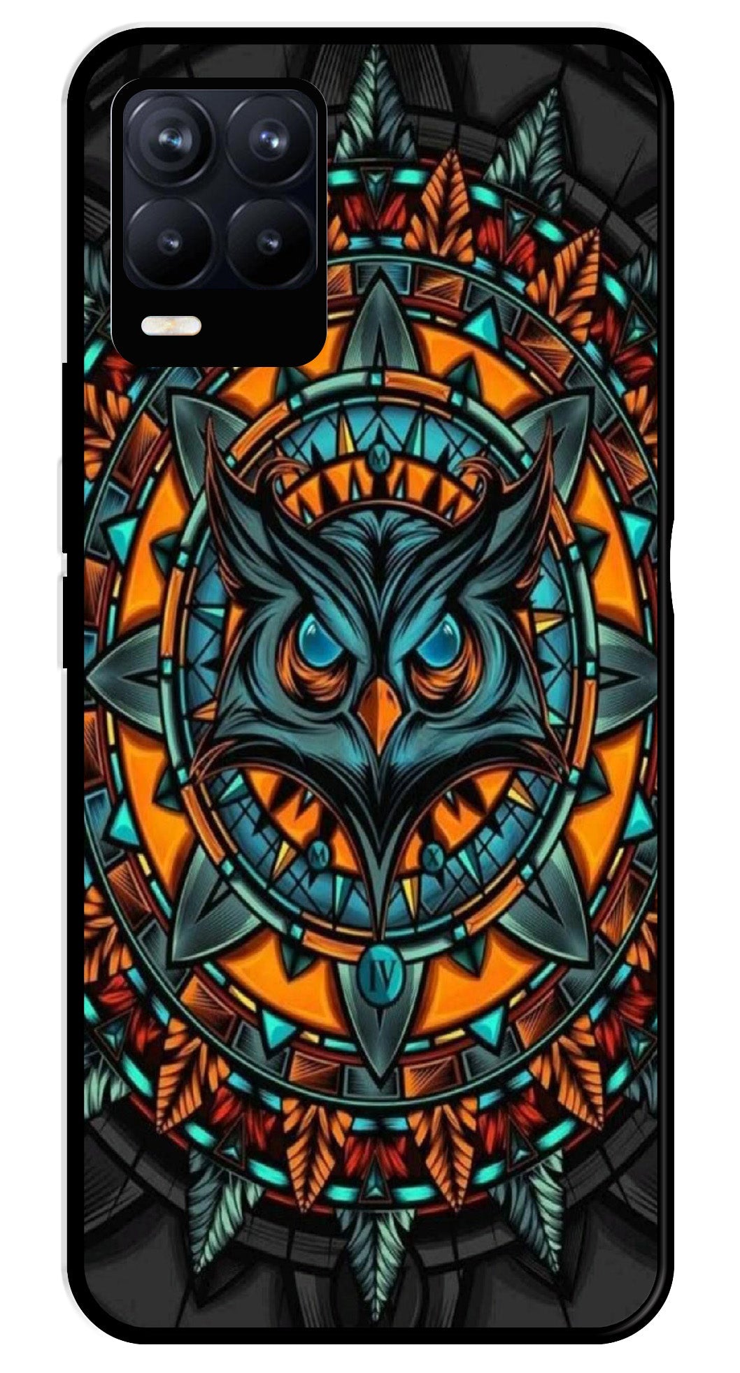 Owl Pattern Metal Mobile Case for Realme 8 Pro  (Design No -42)