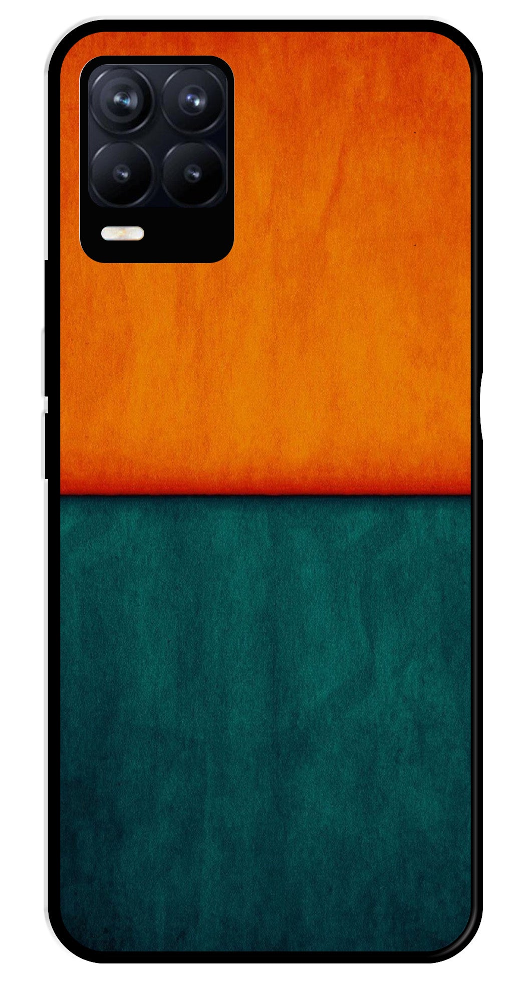 Orange Green Pattern Metal Mobile Case for Realme 8 Pro  (Design No -45)