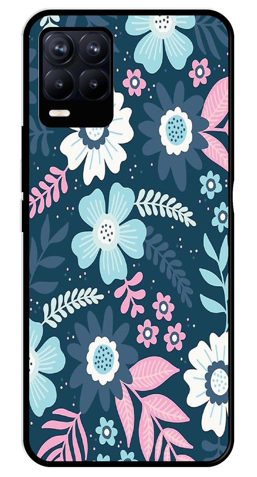 Flower Leaves Design Metal Mobile Case for Realme 8 Pro  (Design No -50)