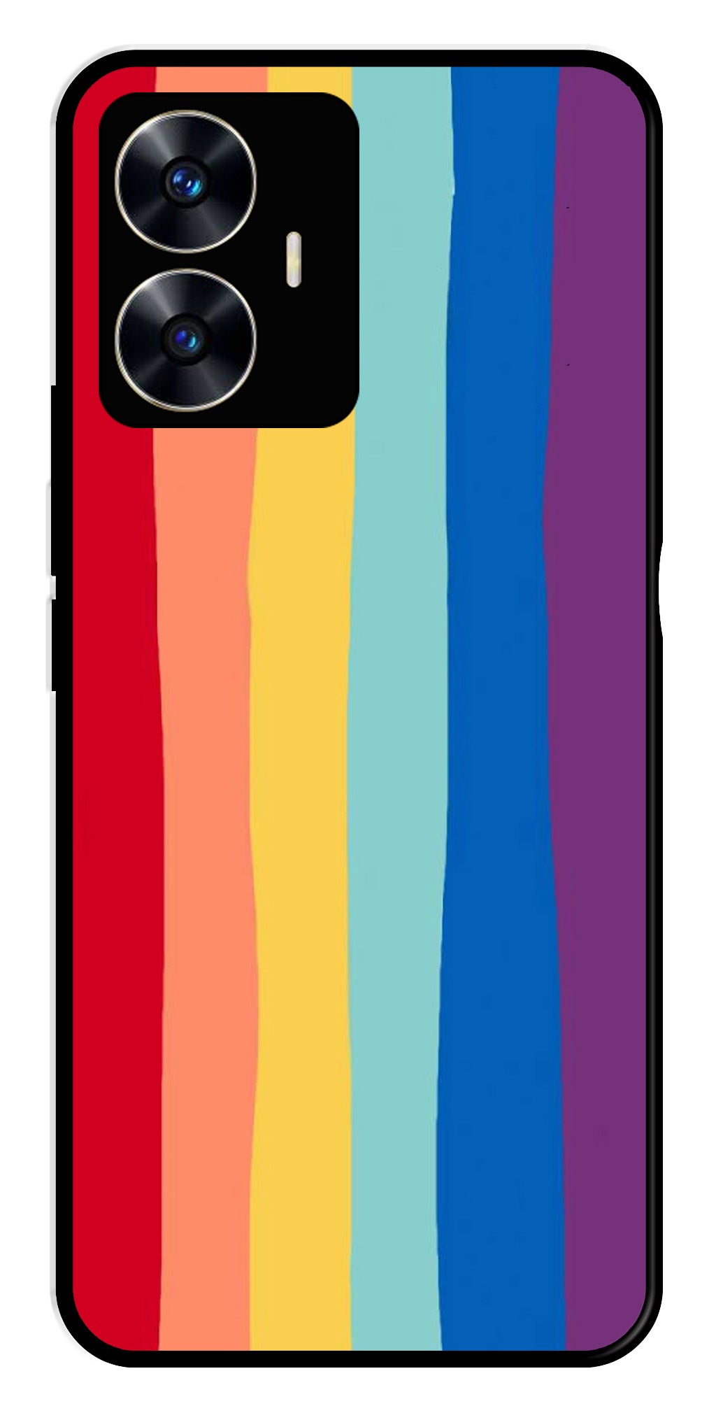 Rainbow MultiColor Metal Mobile Case for Realme C55   (Design No -03)