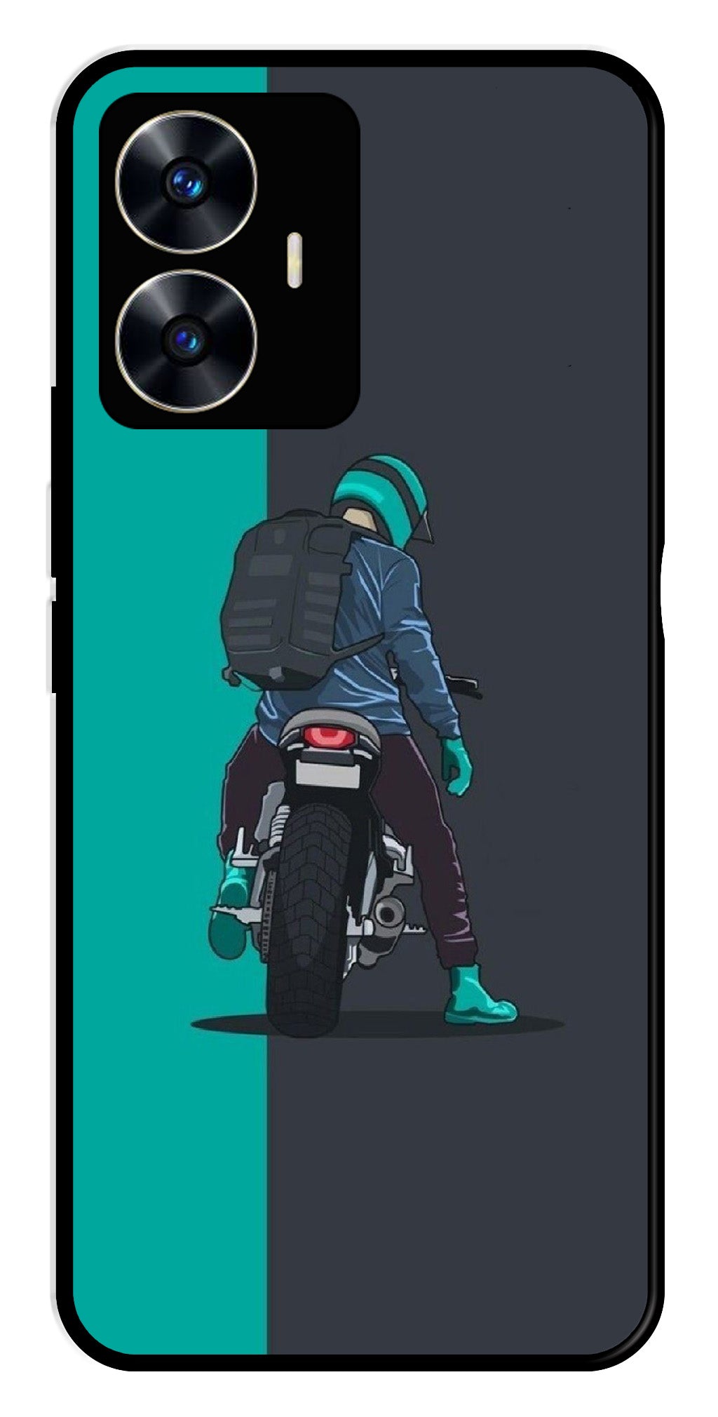 Bike Lover Metal Mobile Case for Realme C55   (Design No -05)